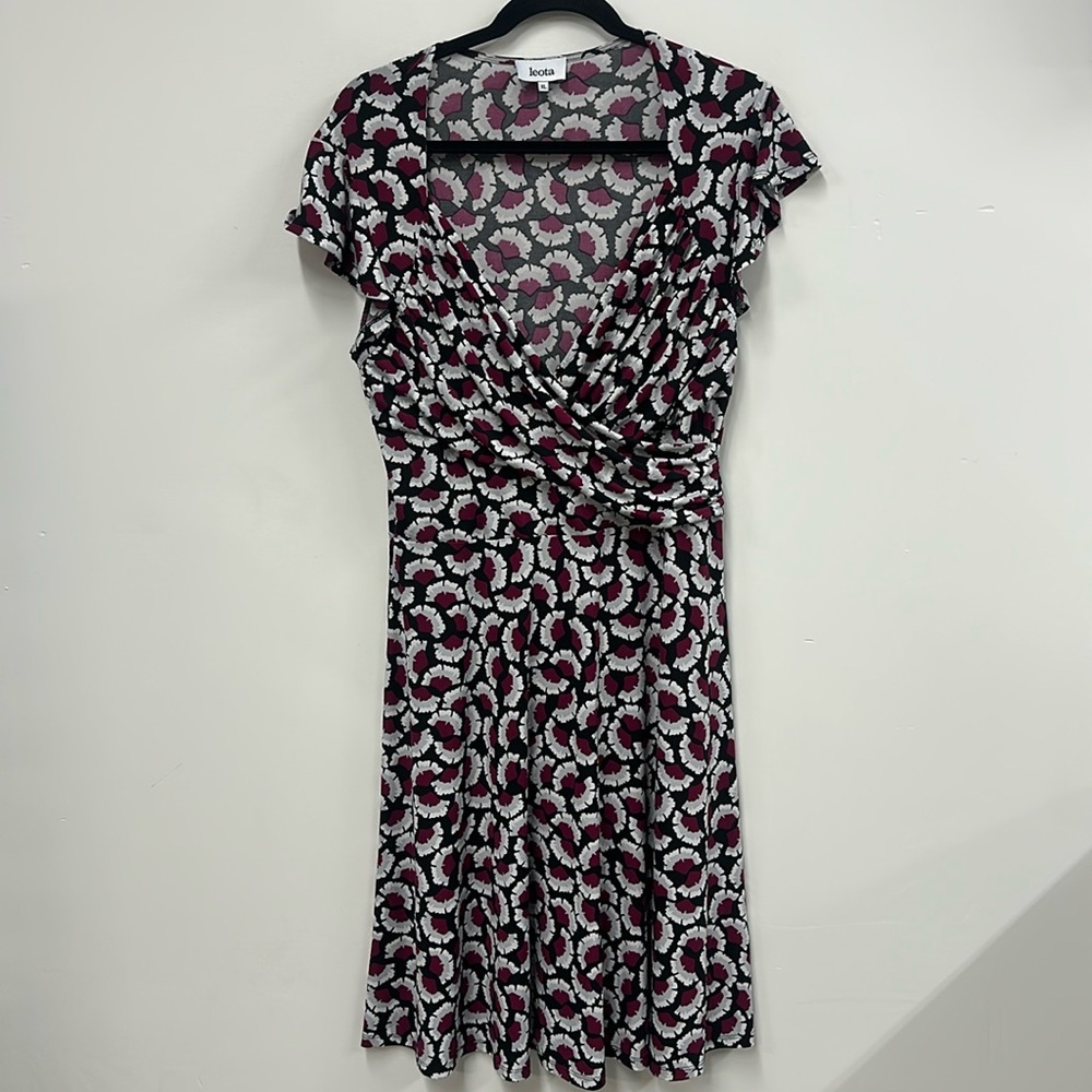 Leota Emma Knit Dress purple gray black midi wrap dress XL